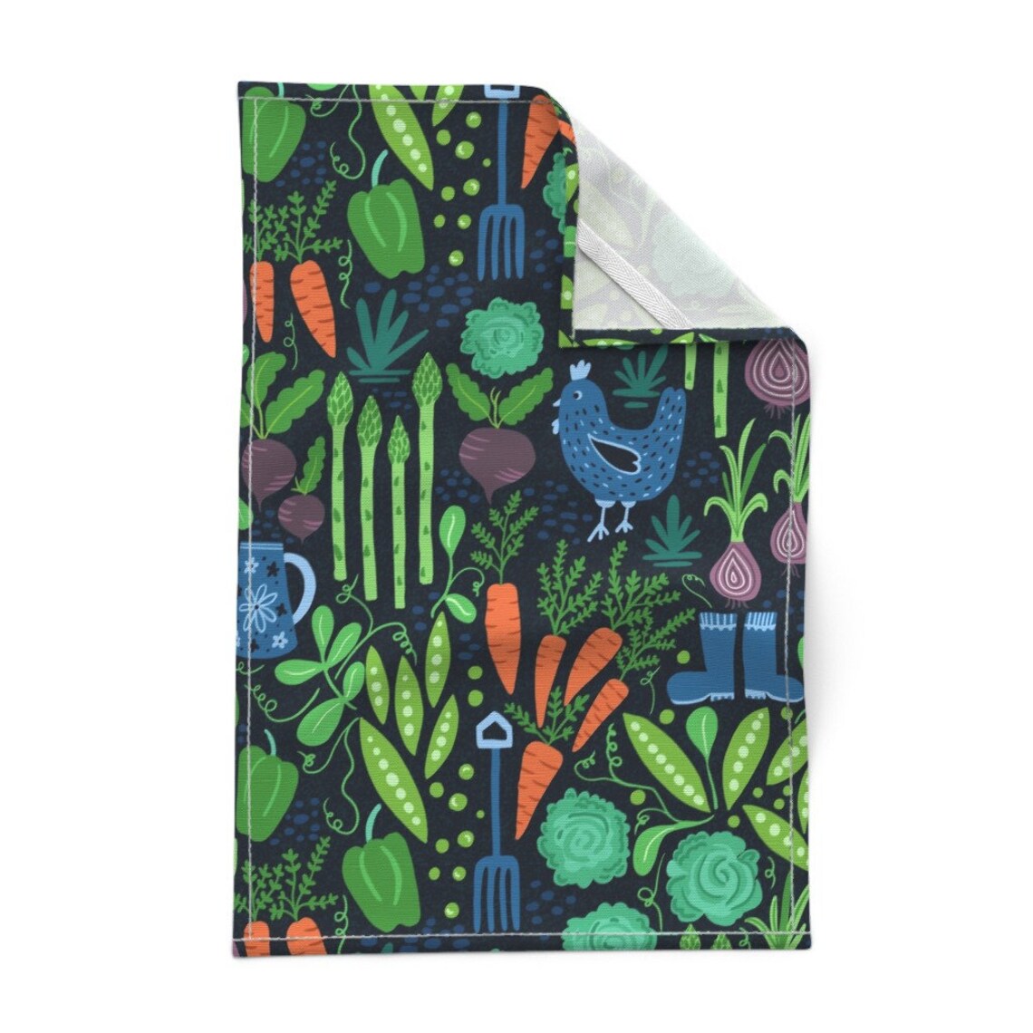 Whimsical Garden Tea Towels Set of 2 Verdant Vegetables by Etsy