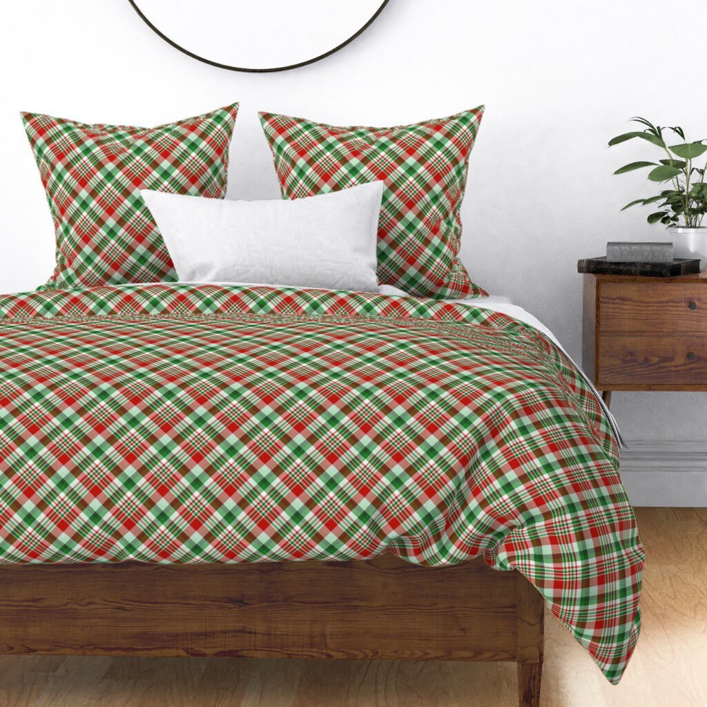 Red And Green Pillow Sham Xmas Plaid by anya_d Christmas Etsy
