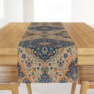 Kilim Table Runner -  Bis by muhlenkott - Vintage Damask Islamic Persian Turkish Victorian Cotton Sateen Table Runner by Spoonflower