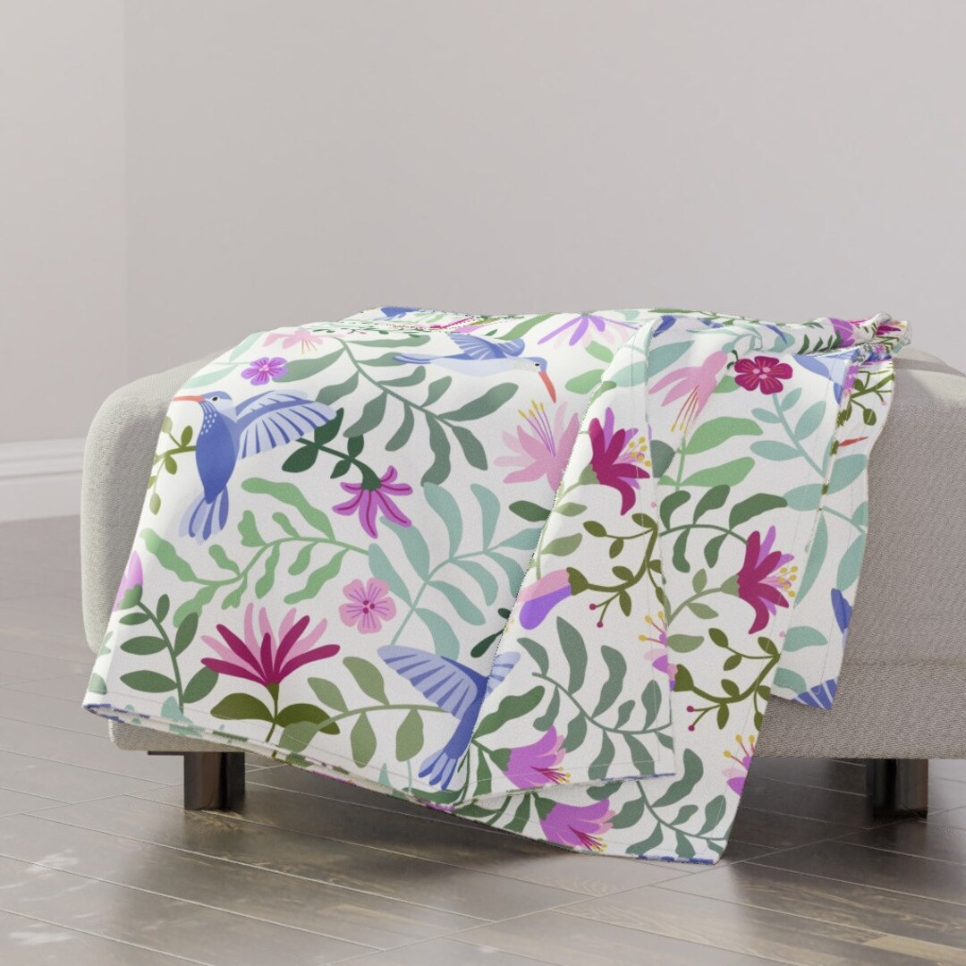 Hummingbird Throw Blanket Hummingbird Garden by Ester_muxune Flower