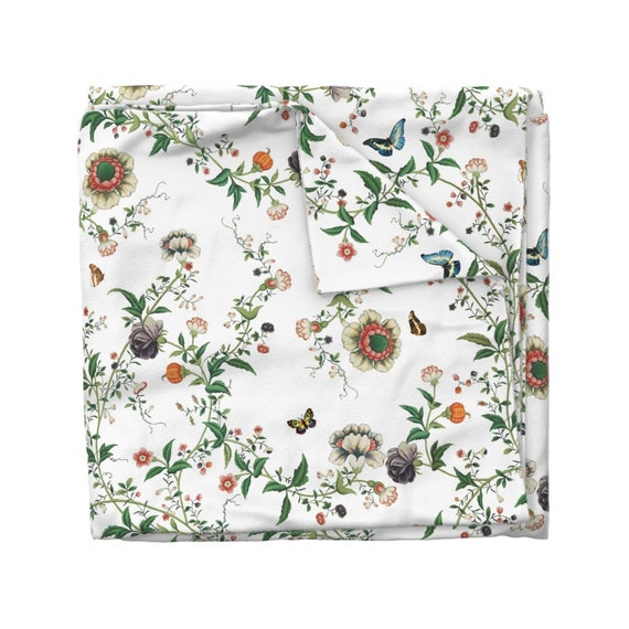 Butterfly Floral Cotton Sateen Table Runner by Spoonflower Chinoiserie Table Runner The Dowager/'s Chinese Room White by lilyoake