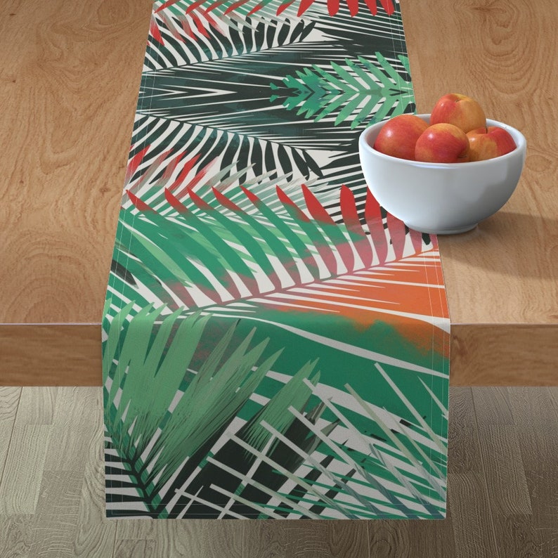 Tropical Table Runner Yolandafronda by allieh Palm Leaves Beach Jungle