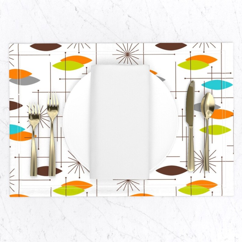 Mid Century Modern Placemats set of 2 Orbs 7 by Etsy