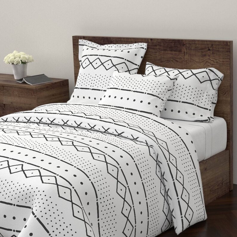 Mud Cloth Duvet Cover Mudcloth Ii In Black On White By Etsy