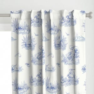Dino Toile Du Jouy Curtain Panel - Dinosaur Toile by beckersketch - Dinosaur Kids Room Stegosaurus Custom Curtain Panel by Spoonflower