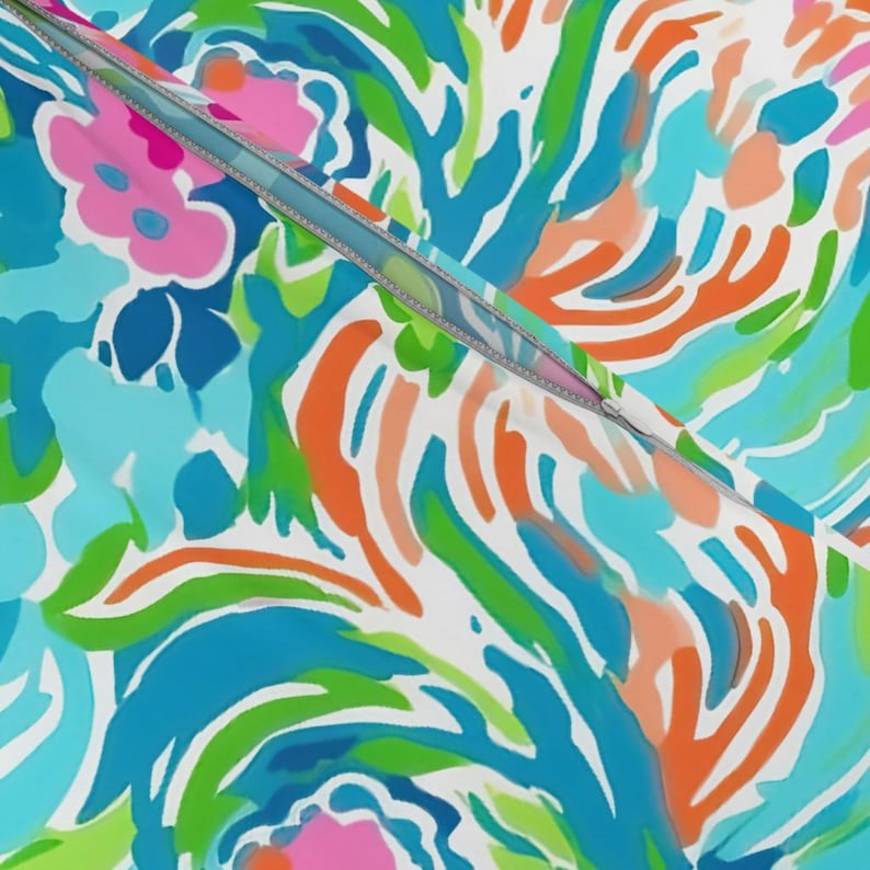 Palm Beach Floral Bedding - Floral Fiesta by cherylgrahamdesigns - Tropical Flowers Cotton Sateen Duvet Cover OR Pillow Shams by Spoonflower image 5
