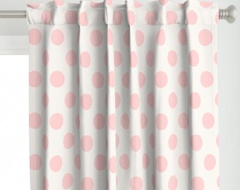 Pink Dots Curtain Panel - Polka Dot Pale Pink by mjmstudio - Pink And White Blush Pink Baby Girl Nursery Custom Curtain Panel by Spoonflower