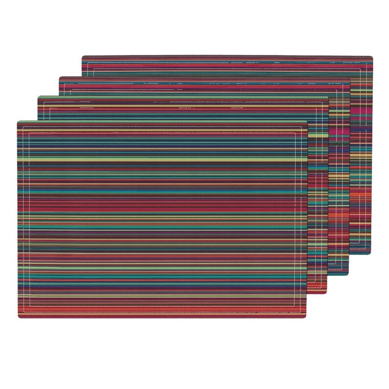 Pin Stripe Cloth Placemats by Spoonflower Jewel Placemats Set of 4 - Mini Stripe Horizontal by peacoquettedesigns