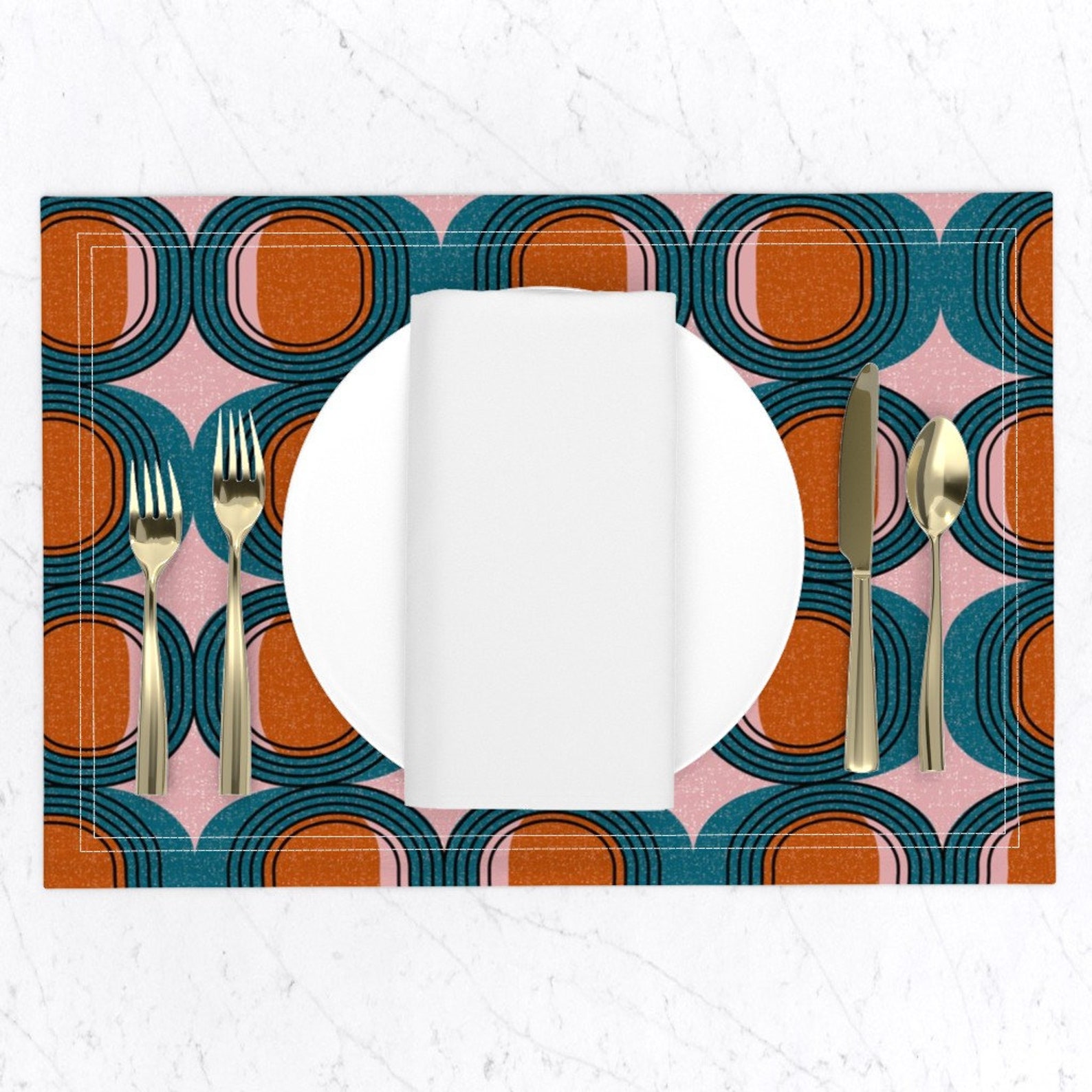 Mid Century Modern Placemats set of 2 Mid Century Elliptic Etsy