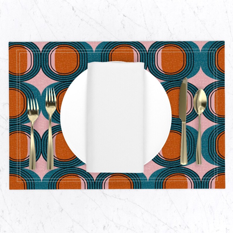 Mid Century Modern Placemats set of 2 Mid Century Elliptic Etsy