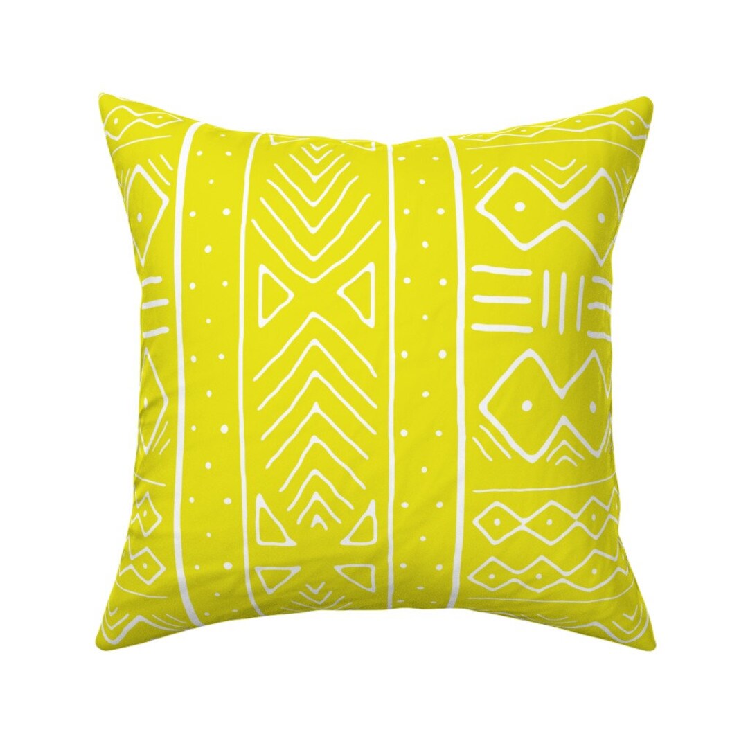 African Mudcloth Throw Pillow Mudcloth in Citron by Etsy