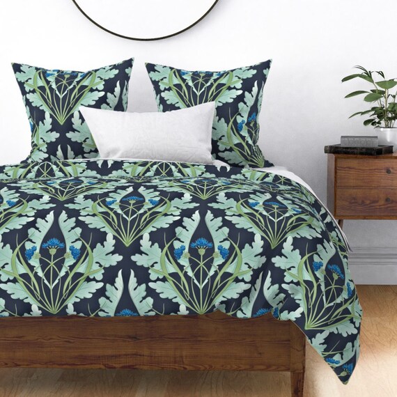 Art Nouveau Duvet Cover Nouveau Cornflower Damask by Etsy