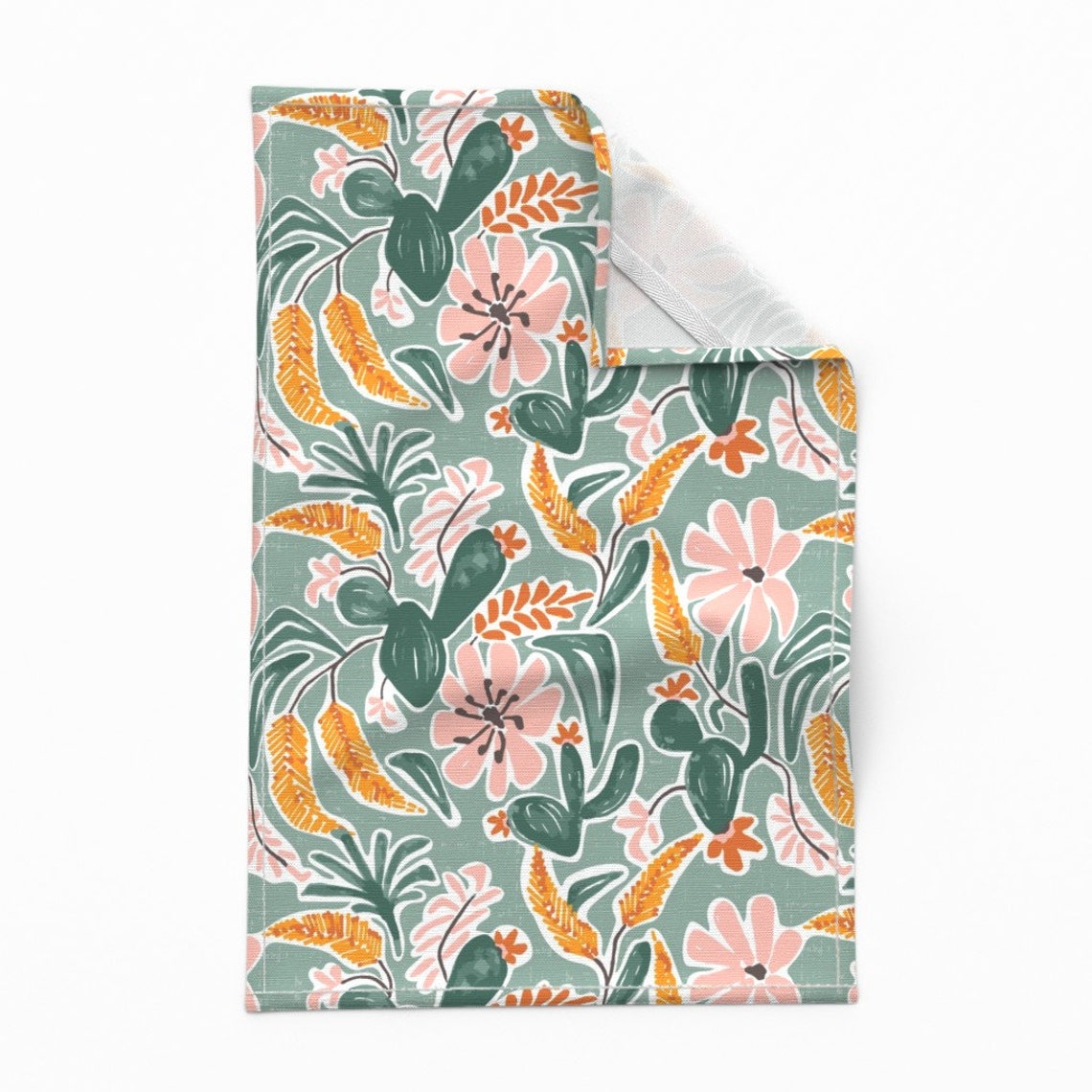 Sage Green Floral Tea Towels Set of 2 Desert Oasis Sage by Etsy