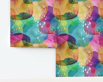 Whimsical Non-Pasted Wallpaper Watercolor Abstract Rainbow Colourful Dreamy Daydream - Daydreaming by ceciliamok Wallpaper by Spoonflower