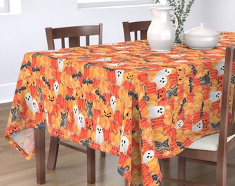 Cynthia Rowley Halloween Tablecloth Sugar Skull Pumpkin Jack-o-Lantern 60x84 NEW 