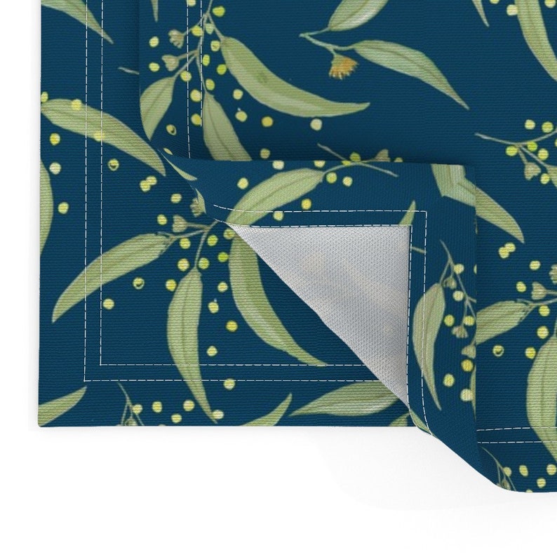 Australian Flora Placemats set of 2 Wattle & Gum Teal by Etsy