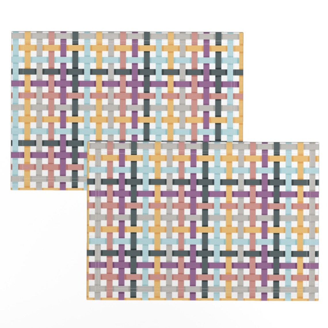 Spring Placemats set of 2 Woven Ribbons Multicolor by Etsy