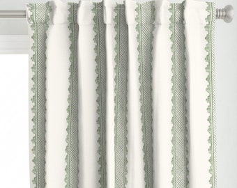 Sage Green Stripe Curtain Panel - Clarabelle Soft Green by danika_herrick - Traditional Classic Custom Curtain Panel by Spoonflower