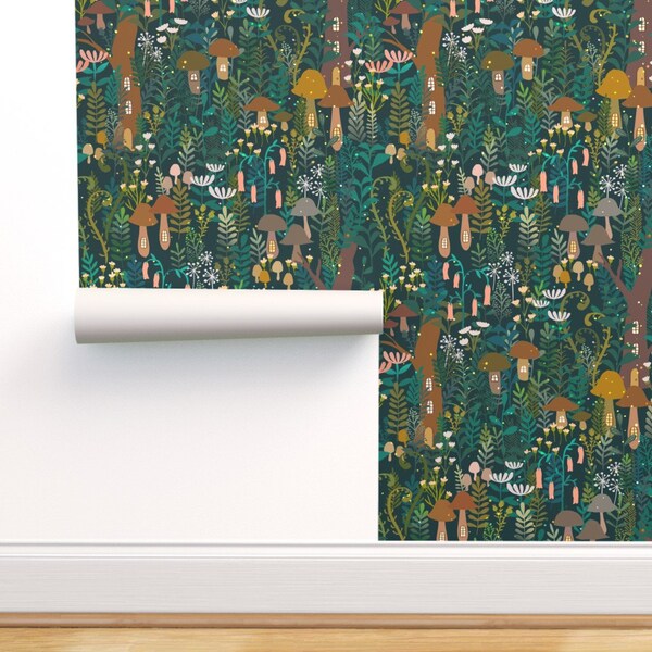 Whimsical Woodland Commercial Grade Wallpaper - The Small Forest World by ceciliamok - Fantasy Magical Wallpaper Double Roll by Spoonflower