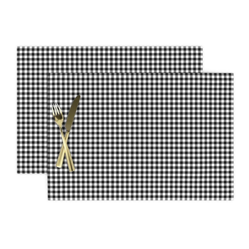 Plaid Placemats Set of 2 Winter Plaid Black And White by Etsy