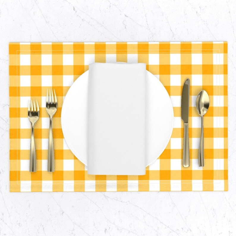 Plaid Placemats set of 2 Orange Yellow White Gingham by Etsy