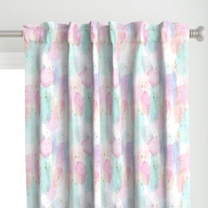 Pastel Curtain Panel - Rainbow Stars by crystal_walen - Abstract Rainbow Pink Blue Yellow Baby Nursery  Custom Curtain Panel by Spoonflower