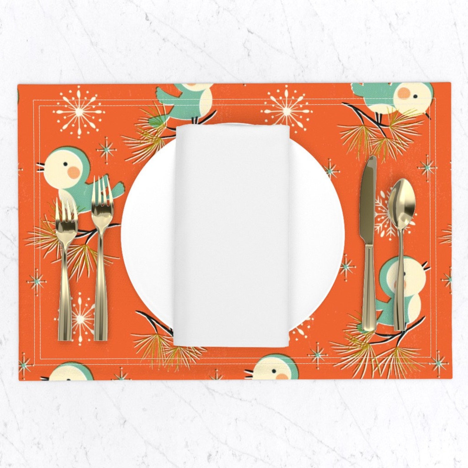 Retro Holiday Placemats set of 2 Vintage Christmas by Etsy