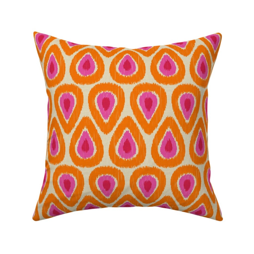 Vibrant Ikat Throw Pillow Pink and Orange Ikat by Etsy