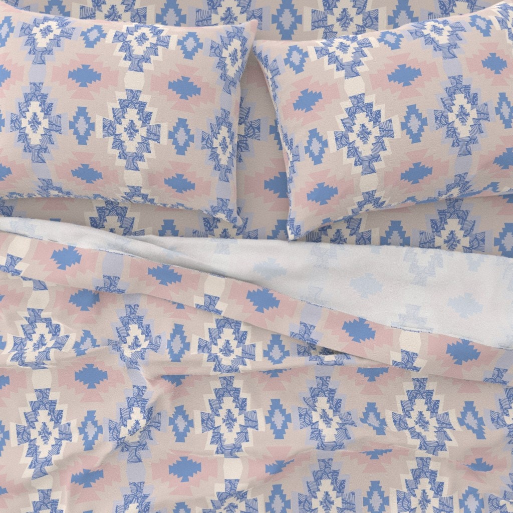 Blue Tribal Moroccan Trendy Little 100% Cotton Sateen Sheet Set by Roostery 