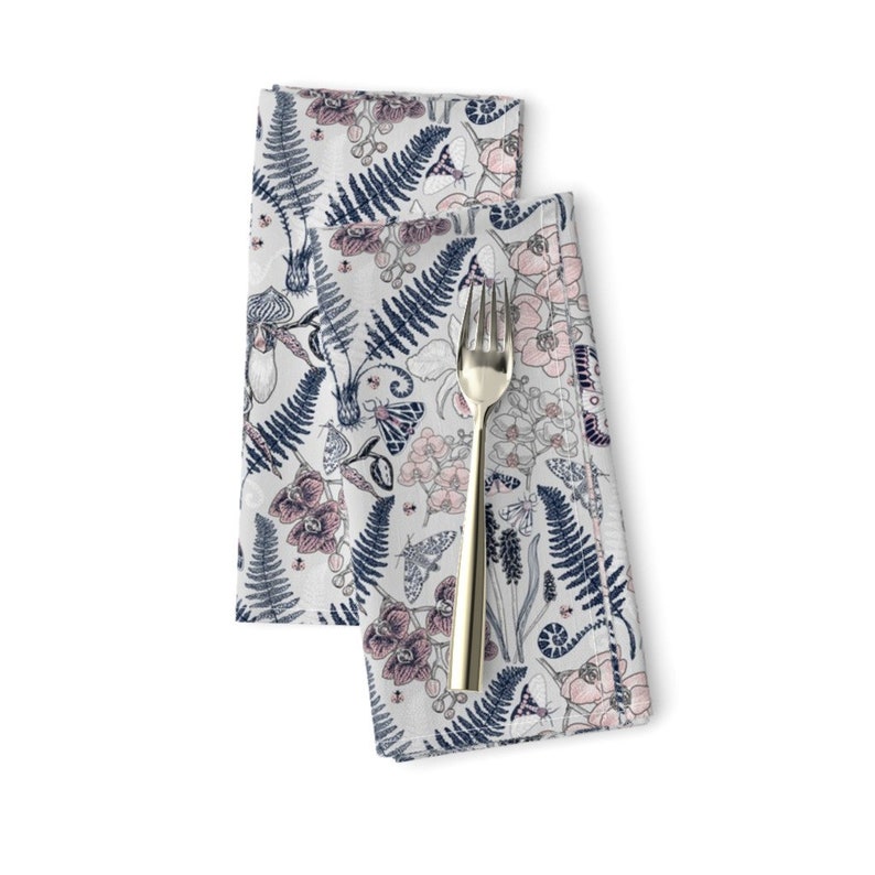 Moths Butterflies Cloth Napkins by Spoonflower Orchid Florals Dinner Napkins Set of 2 - Orchid Botanical Study by helenpdesigns