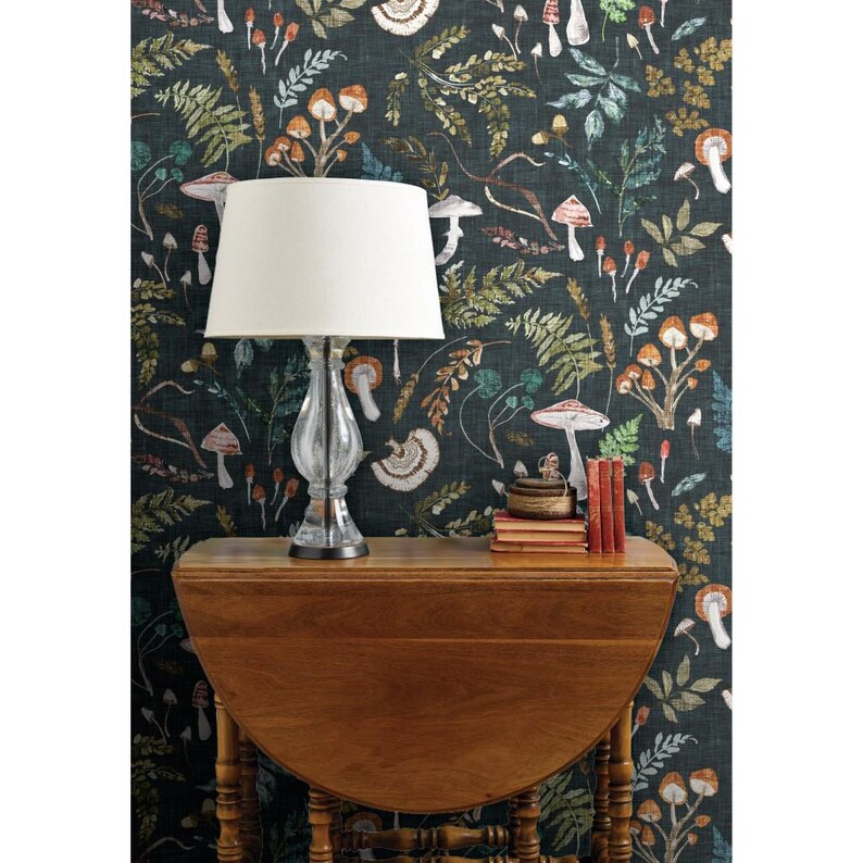 Mushrooms Non-pasted Wallpaper Moody Botanical Woodland Ferns ...