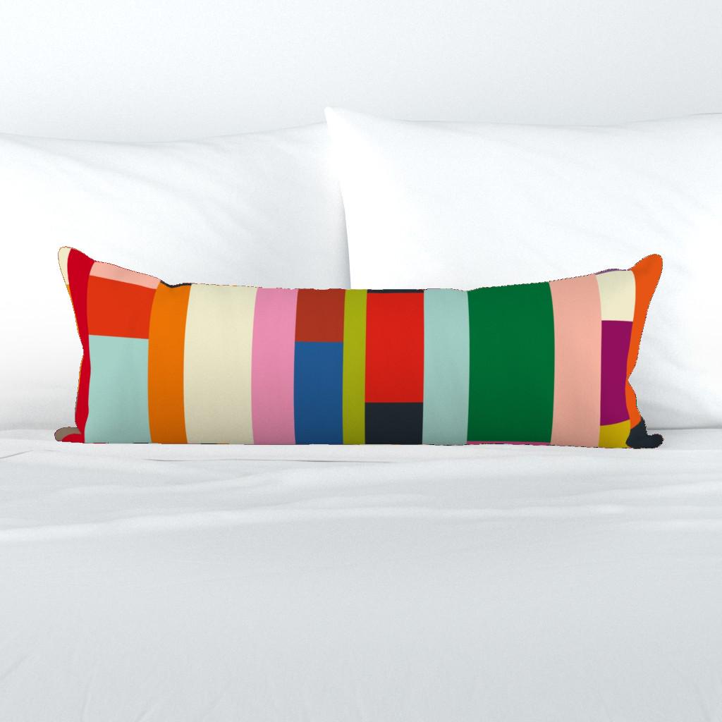Retro Color Blocking XL Lumbar Pillow - Solid Scraps by katerhees - Colorful Mod Extra Large Rectangle Lumbar Pillow by Spoonflower