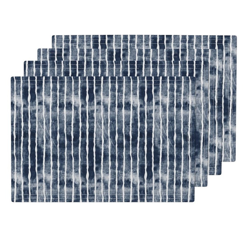 - Distressed Navy Stripes by littlearrowdesign Set of 4 Blue Stripes Placemats Weathered Look Cloth Placemats by Spoonflower