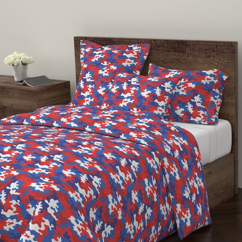 usa Camo by analinea Red White And Blue Pillow Sham Patriotic Camo Cotton Sateen Flanged Pillow Sham by Spoonflower