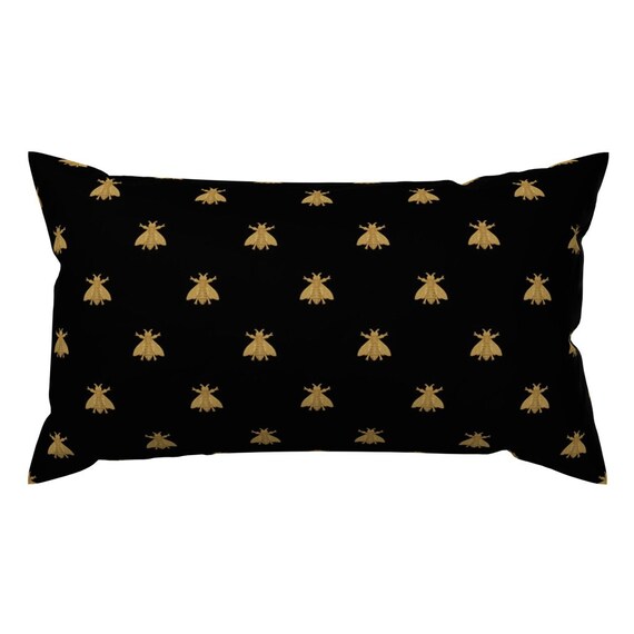 Napoleonic Bees Accent Pillow Lumbar Pillow, Minky Pillow, Dark