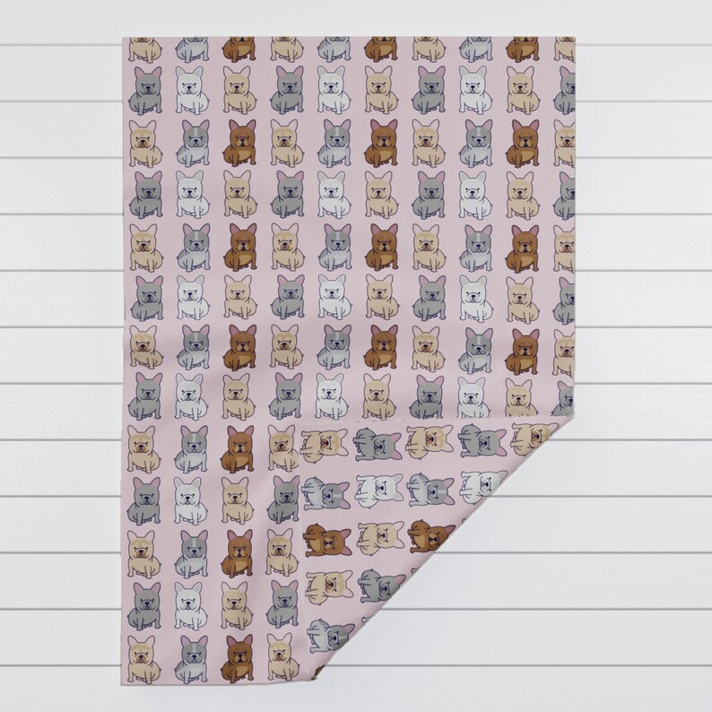 Frenchy Throw Blanket Puppy Throw Blanket with Spoonflower Fabric French Bulldog by wxstudio