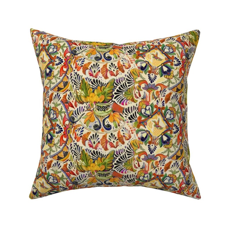 Mexican Throw Pillow Talavera Scramble by wren_leyland Etsy