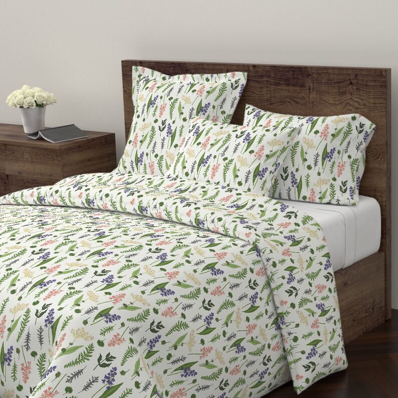 Summer Floral Cotton Sateen Pillow Sham Bedding by Spoonflower Pierrette Cream by onesweetorange Wildflowers Pillow Sham