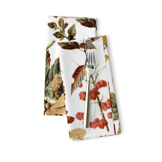 Floral Botanical Harvest Fall Fall Cotton Dinner Napkins by Roostery Set of 2