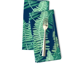 Ferns Dinner Napkins (Set of 2) - Native Ferns Vintage Feel On Navy by katie_hayes - Foliage Forest Tropical Cloth Napkins by Spoonflower