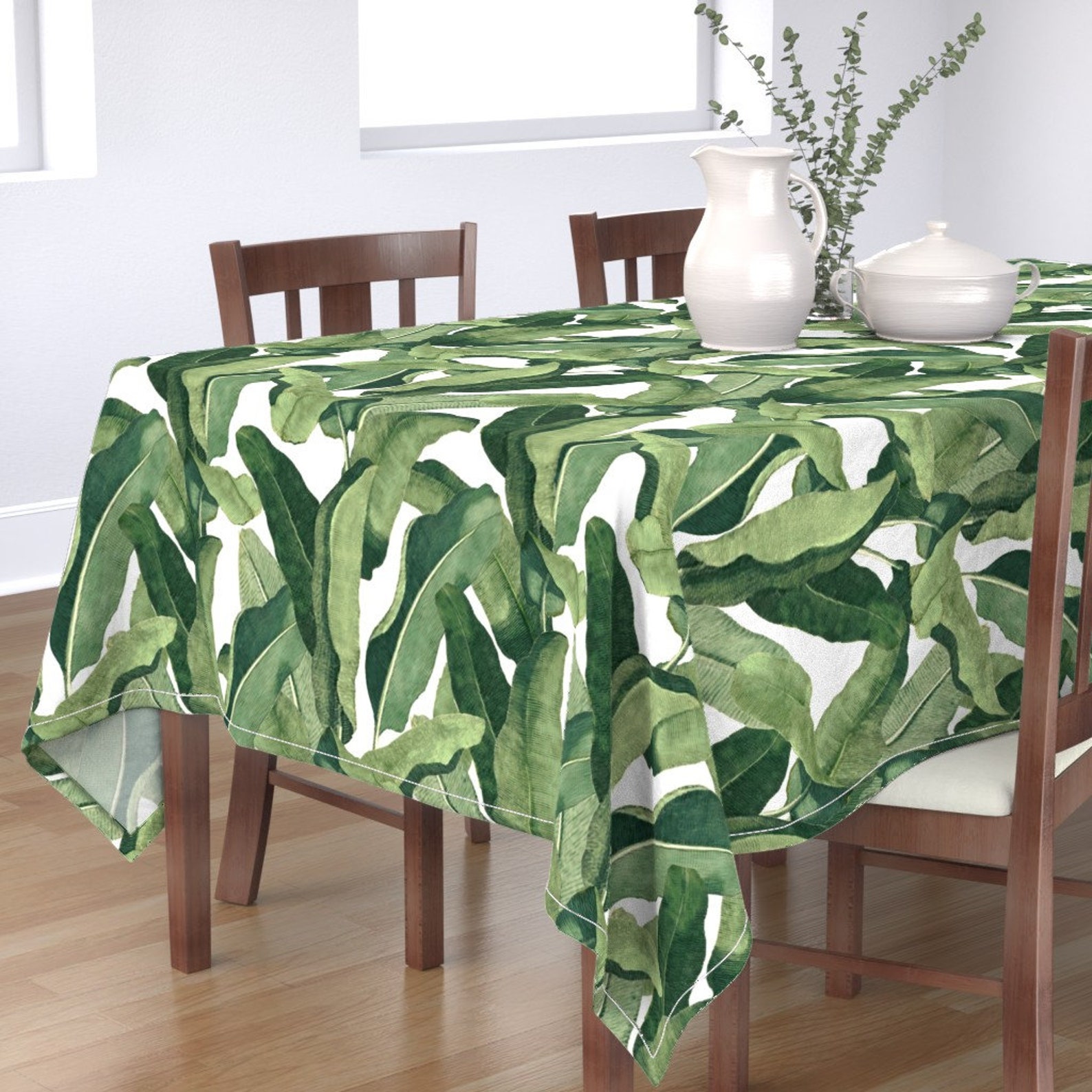 Banana Leaf Tablecloth Tropical Leaves by willowlanetextiles | Etsy