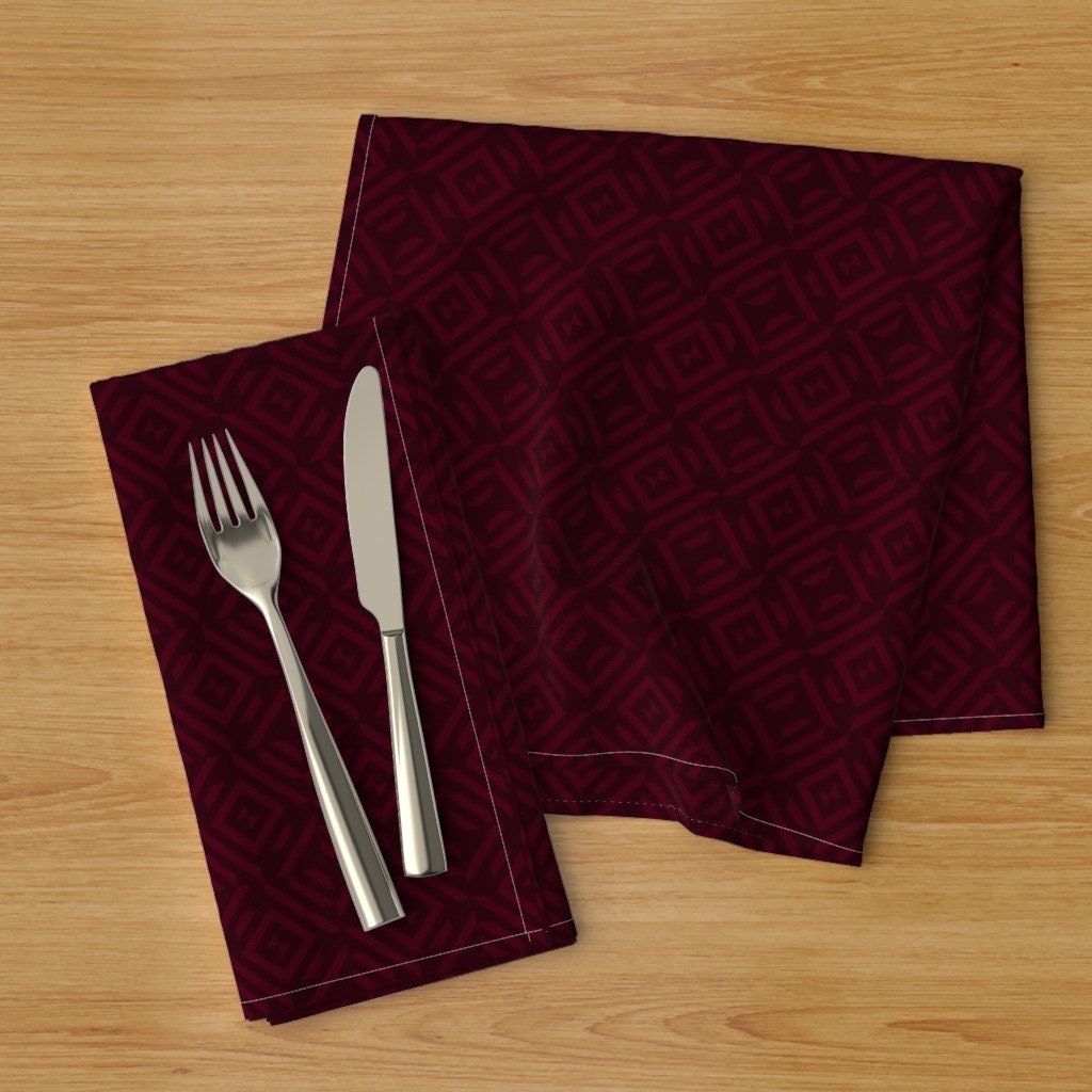 Dark Red Dinner Napkins Set of 2 Dark Red Maroon Tribal Etsy