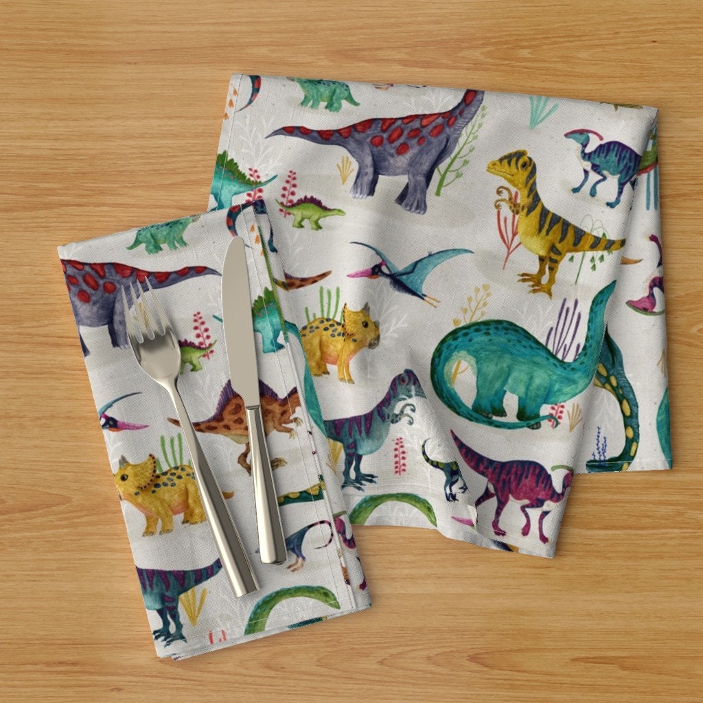 Dinos Dinner Napkins Set of 2 Dinosaurs Bright large by Etsy