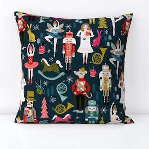 Christmas Throw Pillow - Nutcracker  Holiday Winter Ballet  Decorative Square Throw Pillow - Nutcracker Ballet Holiday  by andrea_lauren