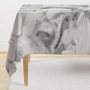 Abstract Tablecloth - Carerra Marble  Watercolor by willowlanetextiles - Marble Watercolor Painted Cotton Sateen Tablecloth by Spoonflower
