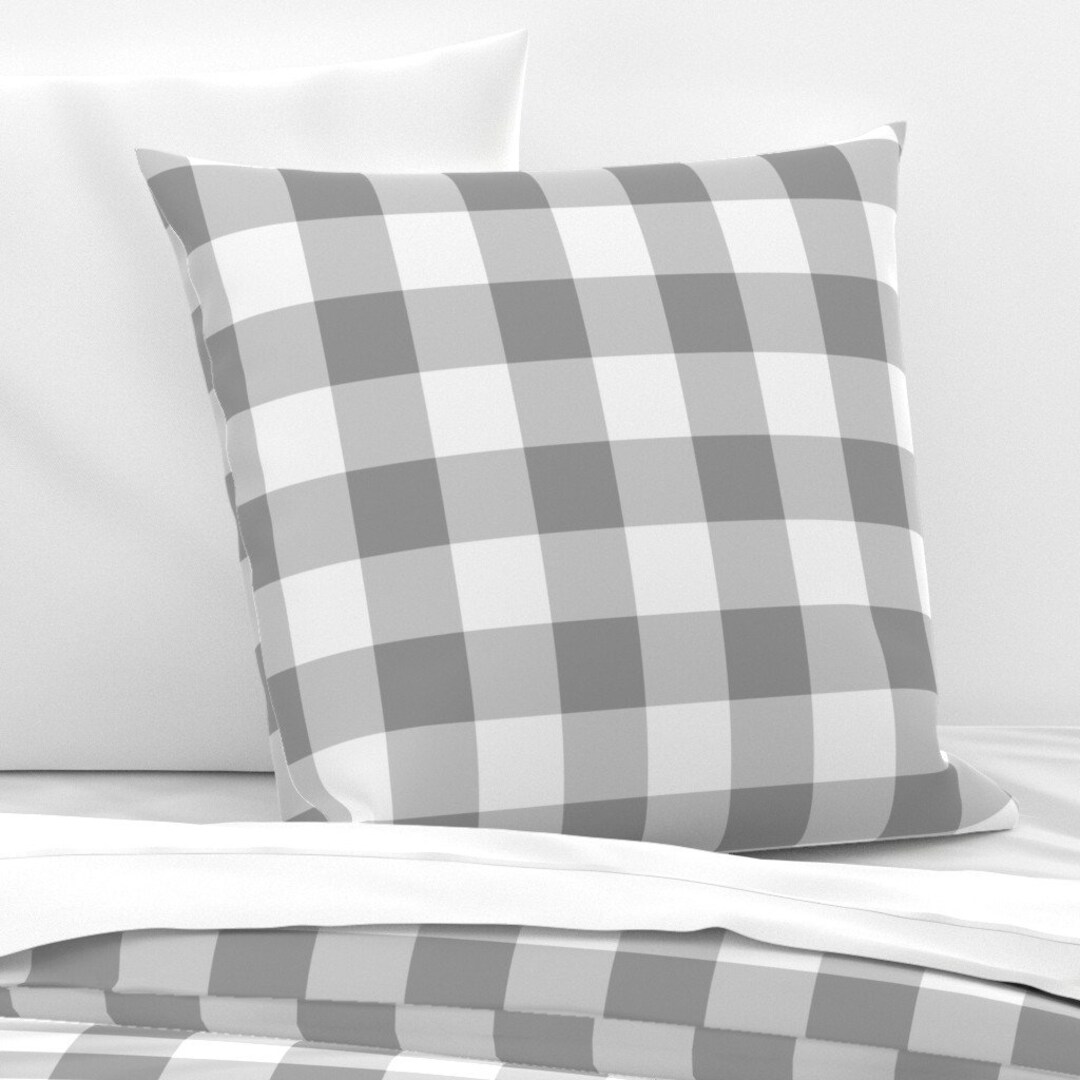 Gray Plaid Pillow Sham Grey Buffalo Check by Aacraven85 Etsy