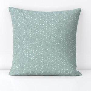 Blue Dots Throw Pillow - Faux  Texture White Polka Dot Circle Spot Decorative Square Throw Pillow - Dottie Blue Medium by nouveau_bohemian