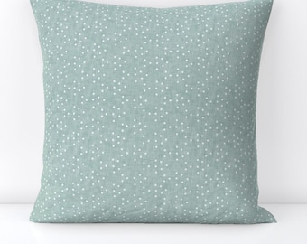 Almofada decorativa com bolinhas azuis - Almofada decorativa quadrada com bolinhas brancas e textura sintética - Azul bolinhas médio por nouveau_bohemian