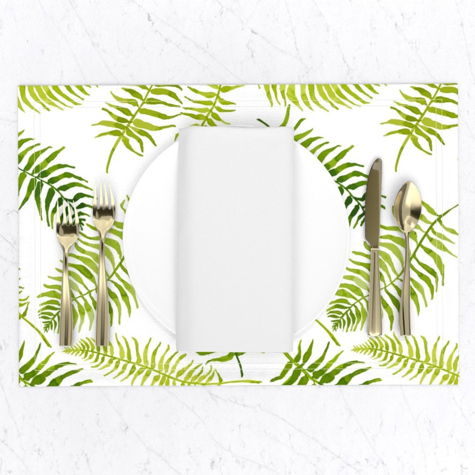 Green Placemats set of 2 Fernilicious by Etsy