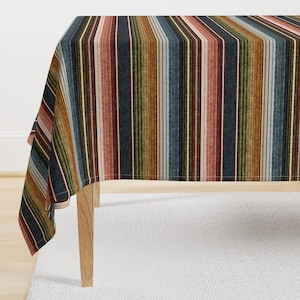 Southwest Desert Tablecloth - Serape Stripe by littlearrowdesign - Earth Tones Distressed Look Cotton Sateen Tablecloth by Spoonflower